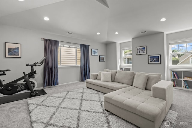 8122 NE 189th Pl, Kenmore, WA 98028 - living room featuring carpet, recessed lighting, and healthy amount of natural light