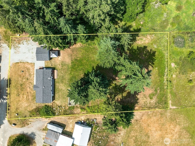32205 71st Ave S, Roy, WA 98580 - aerial view of property and surrounding area featuring property parcel outlined