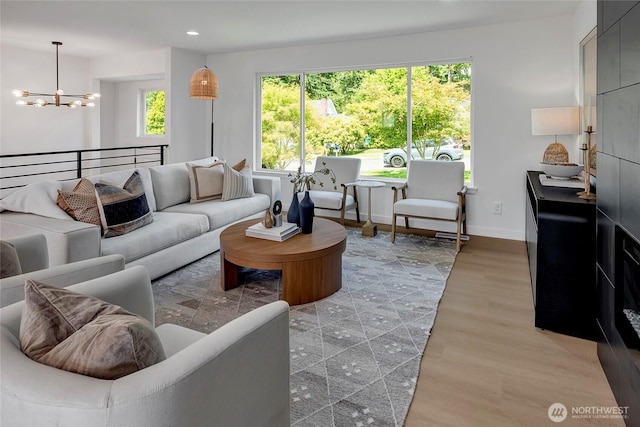 320 178th Pl SW, Bothell, WA 98012 - living area with a chandelier, light wood-style floors, and recessed lighting