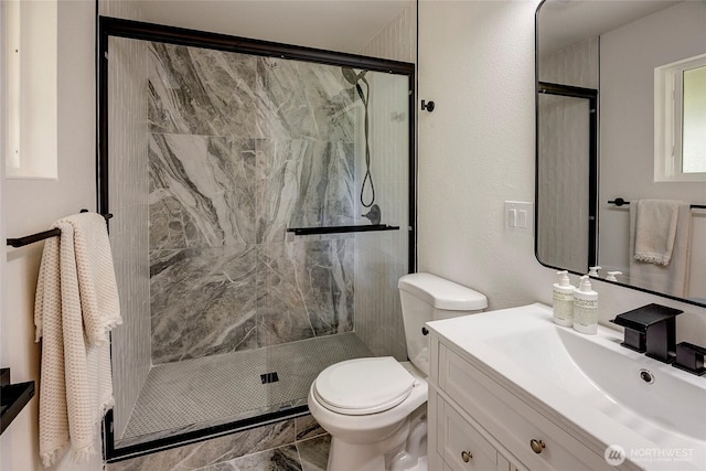 320 178th Pl SW, Bothell, WA 98012 - full bathroom featuring a marble finish shower, vanity, and marble look tile flooring