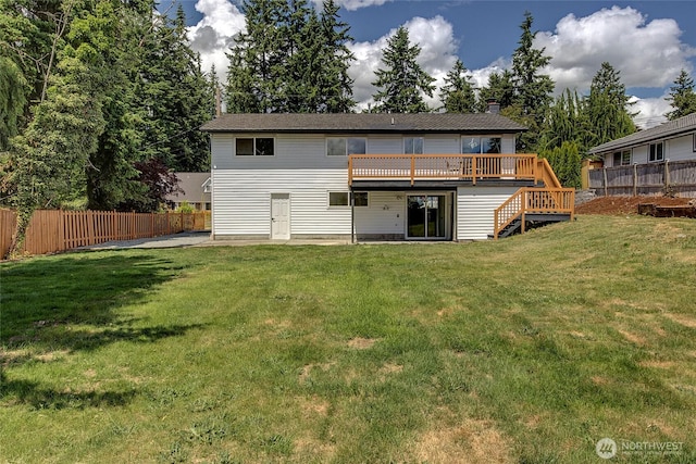 320 178th Pl SW, Bothell, WA 98012 - rear view of house with a deck, stairway, and a chimney