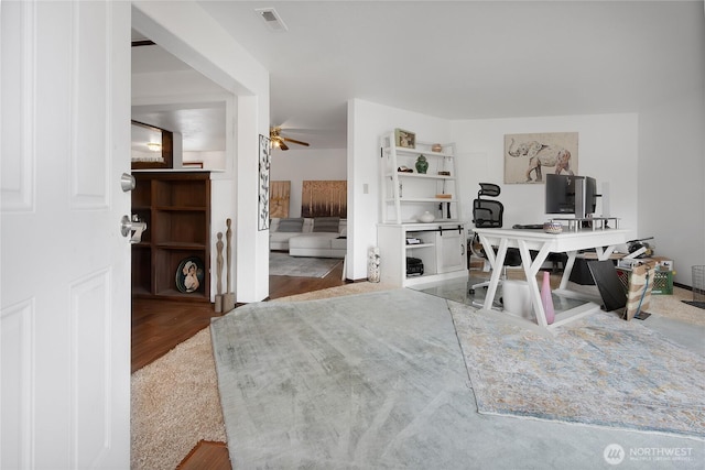 10208 D St E, Tacoma, WA 98445 - office with ceiling fan and wood finished floors