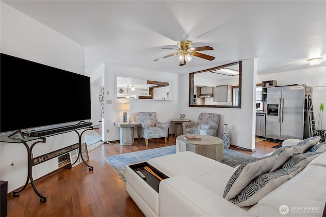 10208 D St E, Tacoma, WA 98445 - living room featuring ceiling fan and light wood-type flooring
