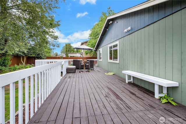 10208 D St E, Tacoma, WA 98445 - wooden terrace featuring a fenced backyard