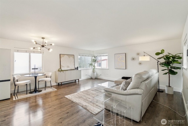 5467 16th Ave SW, Seattle, WA 98106 - living room with a chandelier and wood finished floors