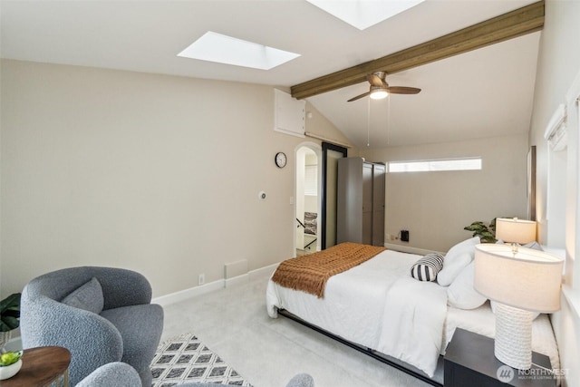 5467 16th Ave SW, Seattle, WA 98106 - carpeted bedroom featuring a skylight and a ceiling fan