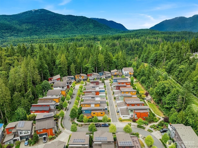 1408 Hinoki Walk NE, Issaquah, WA 98029 - aerial perspective of suburban area featuring a forest and a mountain backdrop