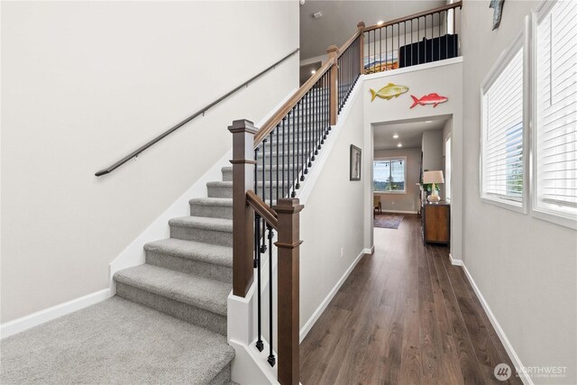 25613 204th Pl SE, Covington, WA 98042 - staircase with wood finished floors and baseboards