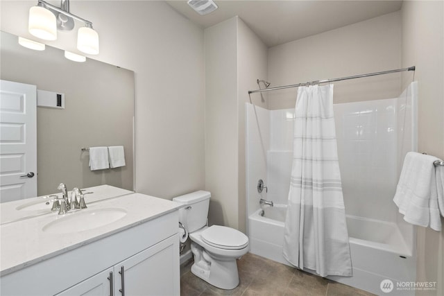 25613 204th Pl SE, Covington, WA 98042 - full bathroom with shower / tub combo with curtain, vanity, and tile patterned floors