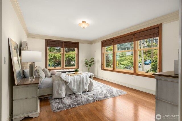 405 Prospect St Unit 201, Seattle, WA 98109 - bedroom with wood finished floors and ornamental molding