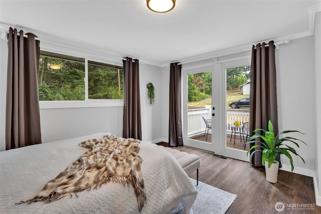 10656 SE 287th St, Auburn, WA 98092 - bedroom with access to outside, wood finished floors, ornamental molding, and french doors
