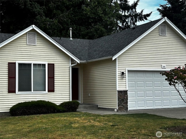 2011 85th Street Ct E, Tacoma, WA 98445 - single story home with roof with shingles, a front lawn, and an attached garage