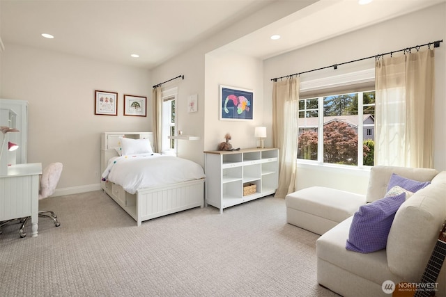 11050 SE 30th St, Bellevue, WA 98004 - carpeted bedroom with recessed lighting and baseboards