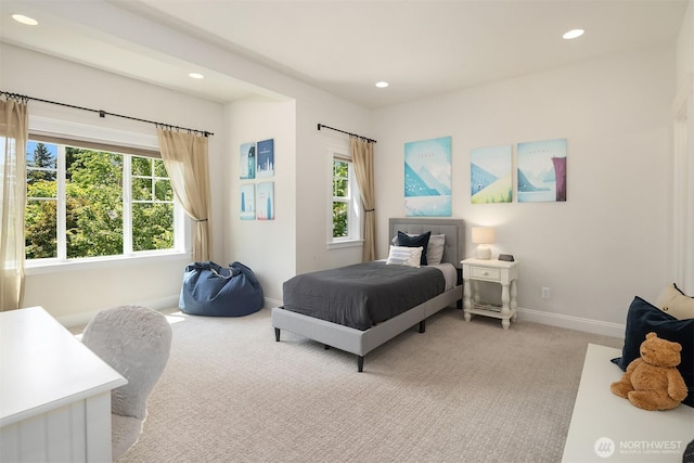 11050 SE 30th St, Bellevue, WA 98004 - carpeted bedroom featuring multiple windows and recessed lighting