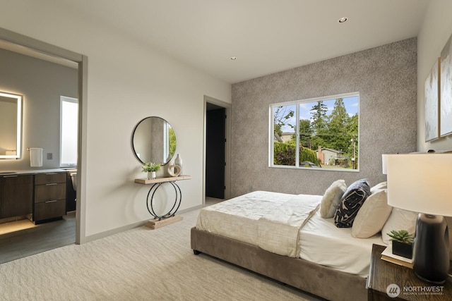 5009 Ocean Ave, Everett, WA 98203 - bedroom with recessed lighting, ensuite bathroom, and carpet flooring
