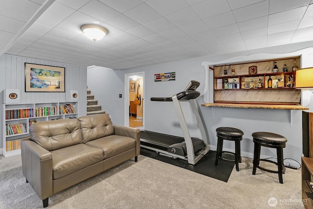 11729 Phinney Ave N, Seattle, WA 98133 - living room featuring carpet flooring and stairway