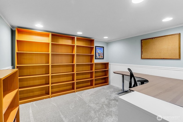 11729 Phinney Ave N, Seattle, WA 98133 - unfurnished office with carpet flooring, recessed lighting, and wainscoting