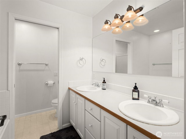9114 80th Ave SW, Lakewood, WA 98498 - full bath featuring double vanity and a chandelier