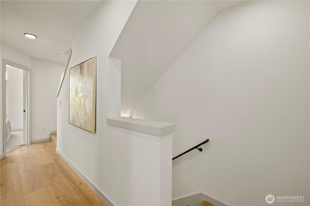 7013 9th Ave NE, Seattle, WA 98115 - hallway featuring an upstairs landing, light wood-style flooring, and recessed lighting