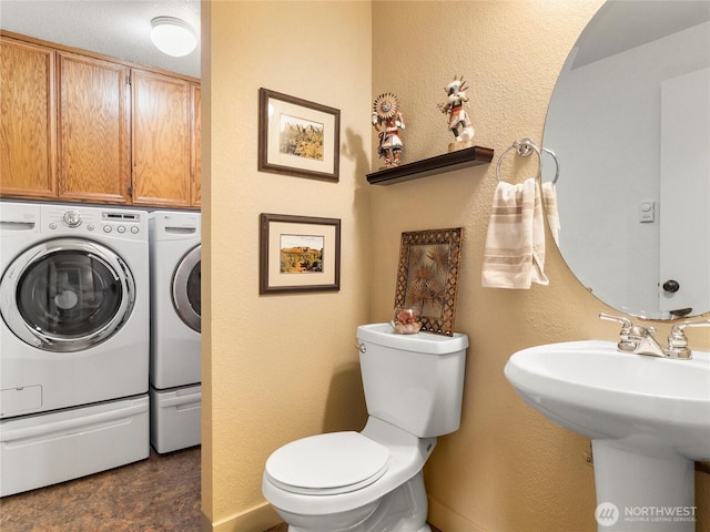4607 225th Street Ct E, Spanaway, WA 98387 - half bathroom with separate washer and dryer and a textured wall
