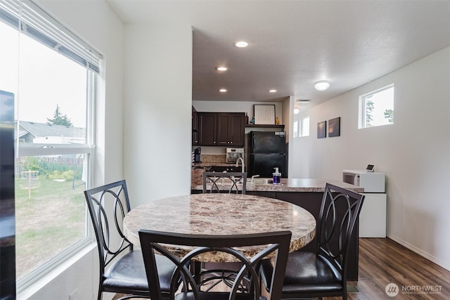 7543 Wooldridge Dr, Blaine, WA 98230 - dining space with dark wood-type flooring and recessed lighting