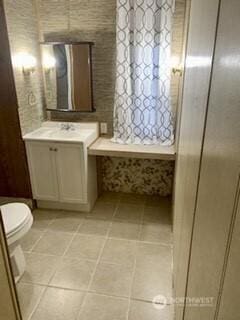 818 D St, Vader, WA 98593 - full bathroom featuring vanity, tile patterned flooring, and a shower