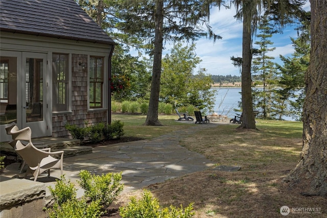 16 Bayshore Rd, Friday Harbor, WA 98250 - view of yard with a patio area and a water view