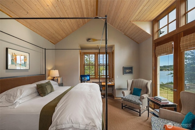 16 Bayshore Rd, Friday Harbor, WA 98250 - carpeted bedroom with wooden ceiling and lofted ceiling