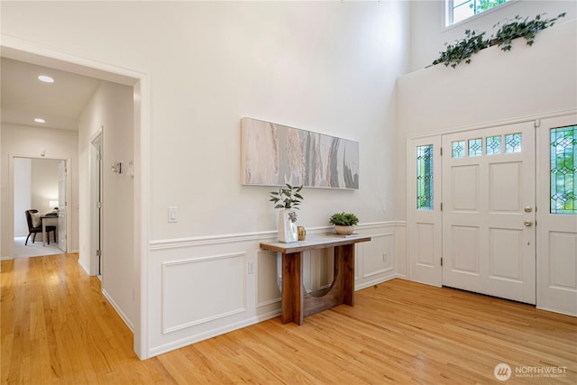1912 243rd Pl SE, Bothell, WA 98021 - entrance foyer featuring light wood-type flooring, recessed lighting, and wainscoting