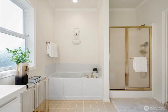 1912 243rd Pl SE, Bothell, WA 98021 - full bath featuring a shower stall, a bath, vanity, and ornamental molding