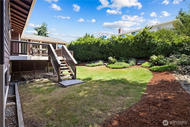 6210 105th Ave NE, Kirkland, WA 98033 - view of green lawn featuring stairway and a deck