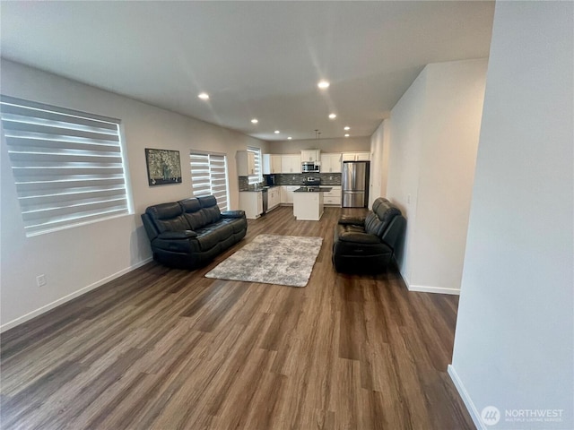 2129 Lancaster Way, Ferndale, WA 98248 - living area featuring dark wood-type flooring and recessed lighting