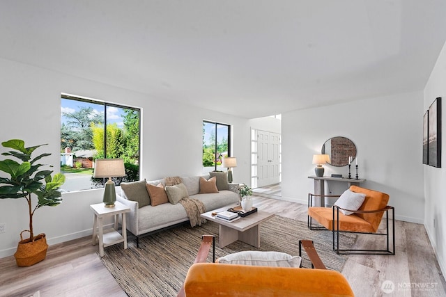 17805 NE 29th St, Redmond, WA 98052 - living room featuring light wood-style floors and baseboards