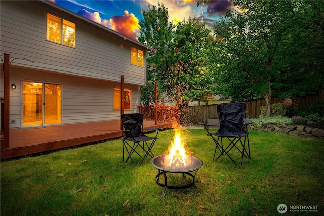 24212 13th Pl W, Bothell, WA 98021 - view of yard with an outdoor fire pit and a wooden deck