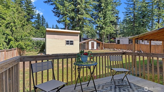 15725 Wallace Falls Loop Rd, Gold Bar, WA 98251 - deck with a storage shed and a fenced backyard