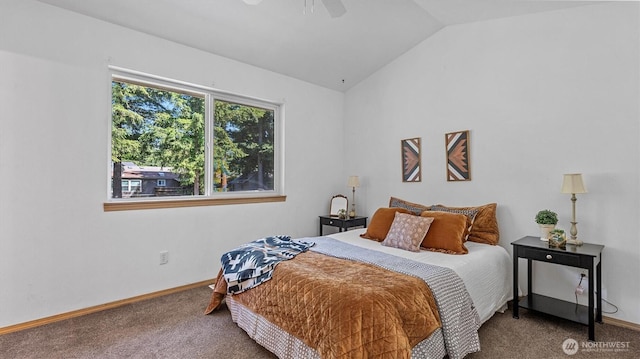 15725 Wallace Falls Loop Rd, Gold Bar, WA 98251 - carpeted bedroom featuring vaulted ceiling and a ceiling fan