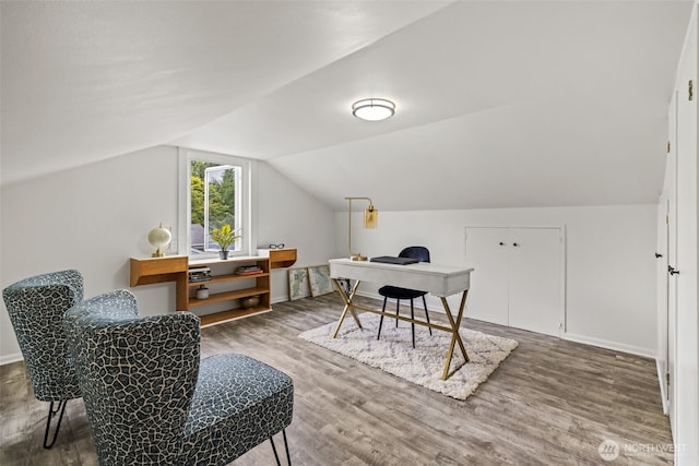 5065 SW Olga St, Seattle, WA 98116 - office area featuring wood finished floors and lofted ceiling