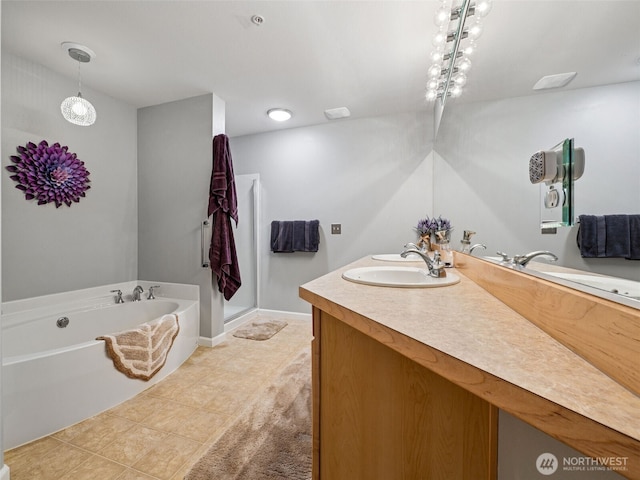5909 Panorama Dr SE Unit 8-101, Auburn, WA 98092 - full bath featuring a garden tub, double vanity, and tile patterned floors