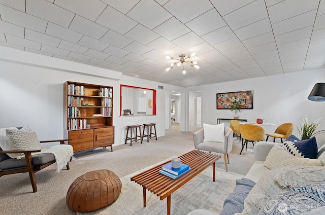 1604 28th Ave W, Seattle, WA 98199 - carpeted living room featuring a chandelier
