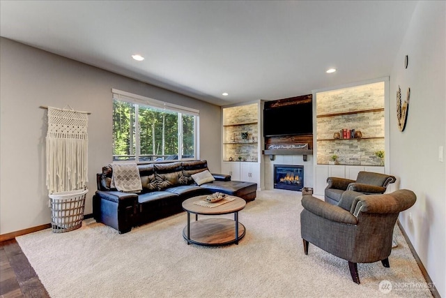 13131 287th Ave SE, Monroe, WA 98272 - living area featuring a fireplace, recessed lighting, and built in features