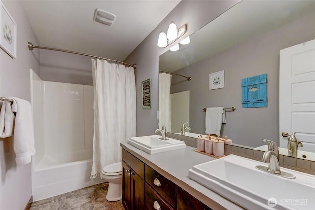 13131 287th Ave SE, Monroe, WA 98272 - bathroom with shower / bathtub combination with curtain and double vanity