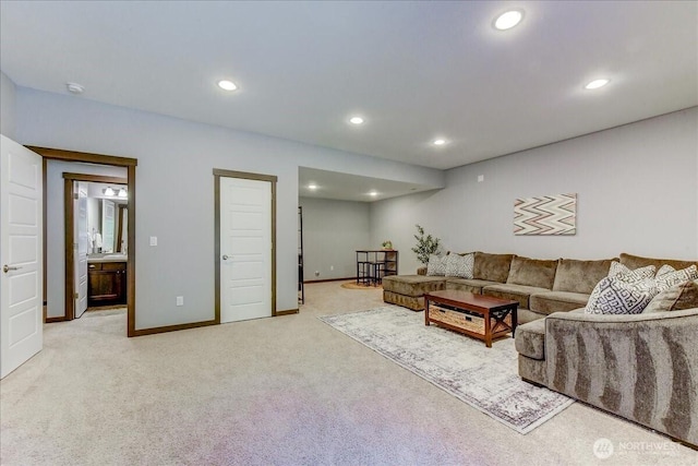 13131 287th Ave SE, Monroe, WA 98272 - living area featuring light carpet and recessed lighting