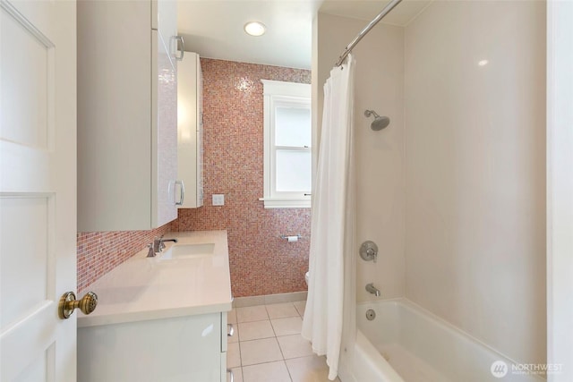 1634 Palm Ave SW, Seattle, WA 98116 - bathroom with tile patterned flooring, vanity, and shower / bath combo