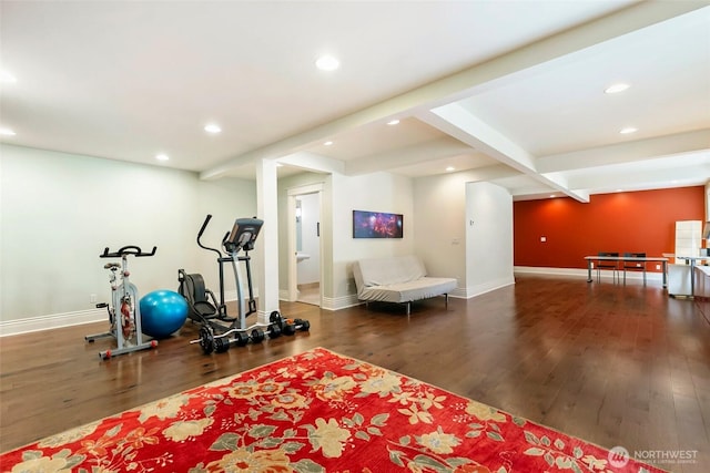 1634 Palm Ave SW, Seattle, WA 98116 - workout room with wood finished floors and recessed lighting