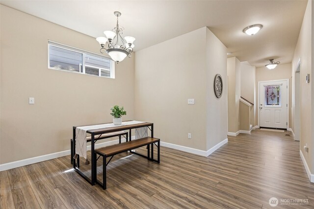 4444 Edgewater Blvd NE, Lacey, WA 98516 - corridor with a chandelier and wood finished floors