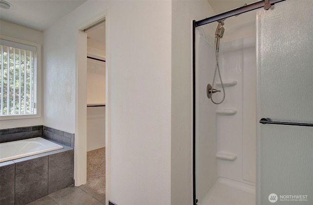 15108 NE 22nd Ave, Salmon Creek, WA 98686 - full bathroom with a stall shower, tile patterned floors, a spacious closet, and a garden tub