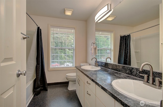 15108 NE 22nd Ave, Salmon Creek, WA 98686 - bathroom featuring double vanity and shower / bathtub combination with curtain