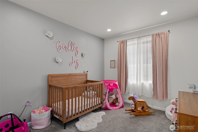 1828 Kristina Ln, Wenatchee, WA 98801 - carpeted bedroom with a crib and recessed lighting