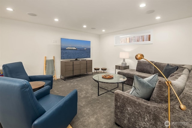 2809 NW 71st St, Seattle, WA 98117 - carpeted living room featuring recessed lighting