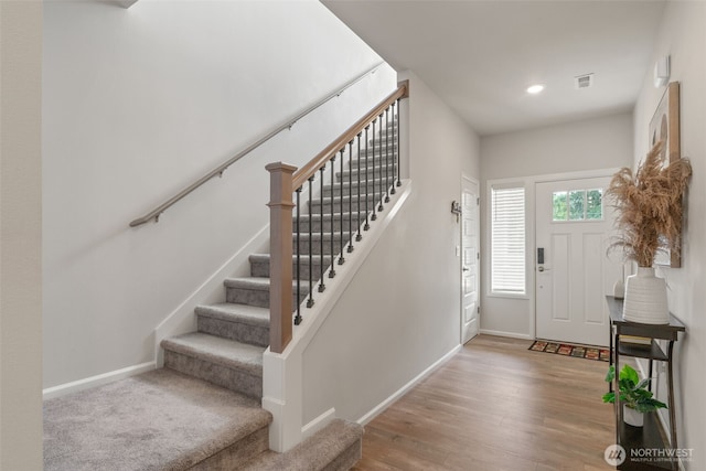 21124 42nd Dr SE, Bothell, WA 98021 - entrance foyer with stairs, wood finished floors, and recessed lighting